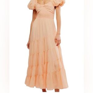 Free People Orange Pink sun-drenched midi- dress
